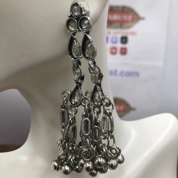 Antique Dangle Mirror Earrings - Picture 1 of 8